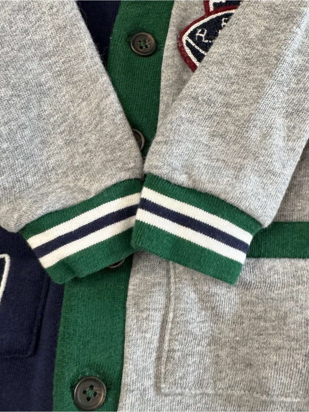 3M Ralph Lauren Baby Boy Colorblock Fleece Footie Coverall, Varsity Football
